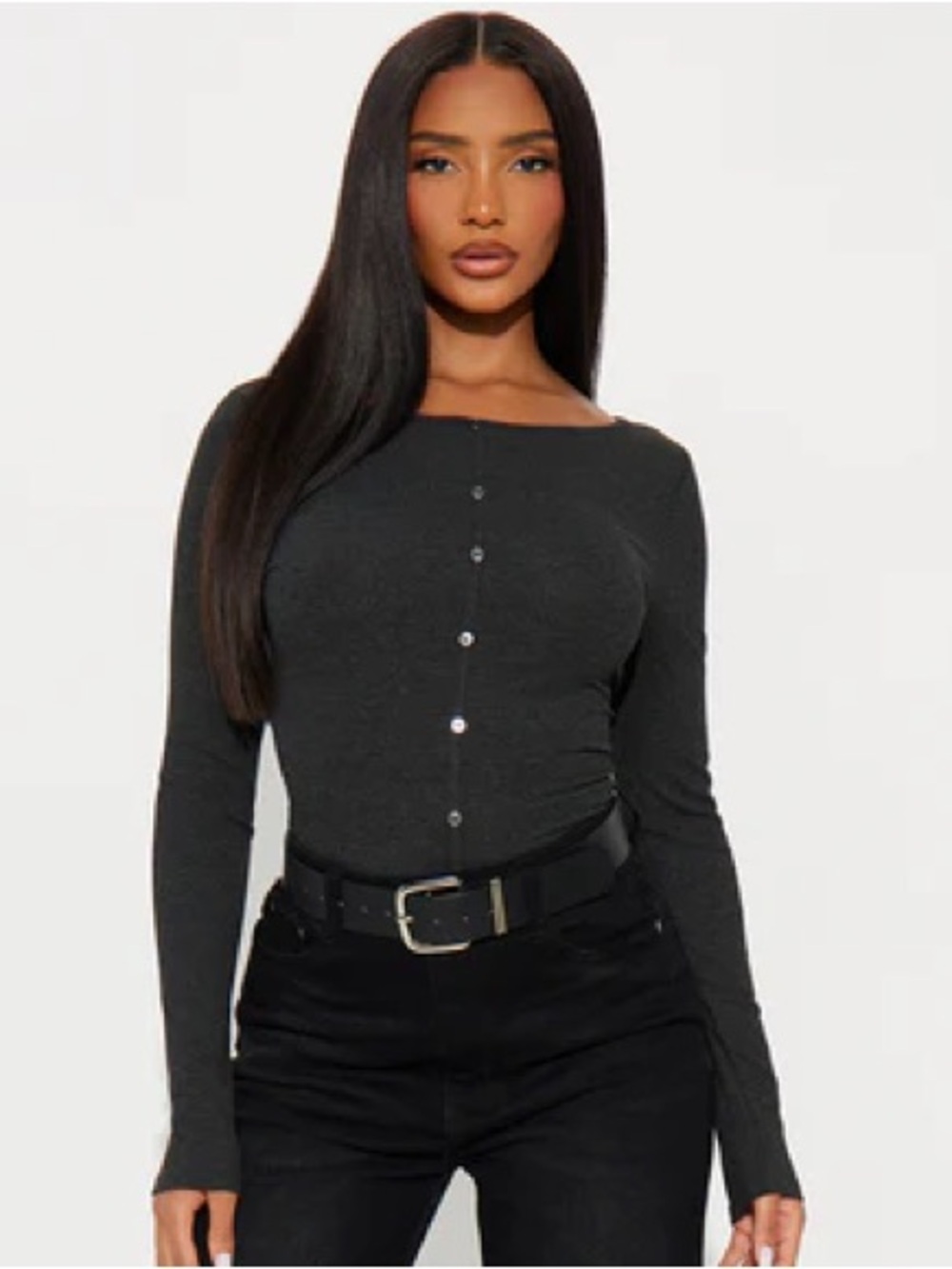 Daniella Boatneck Long-Sleeve Button Front Top NEW 🏷️